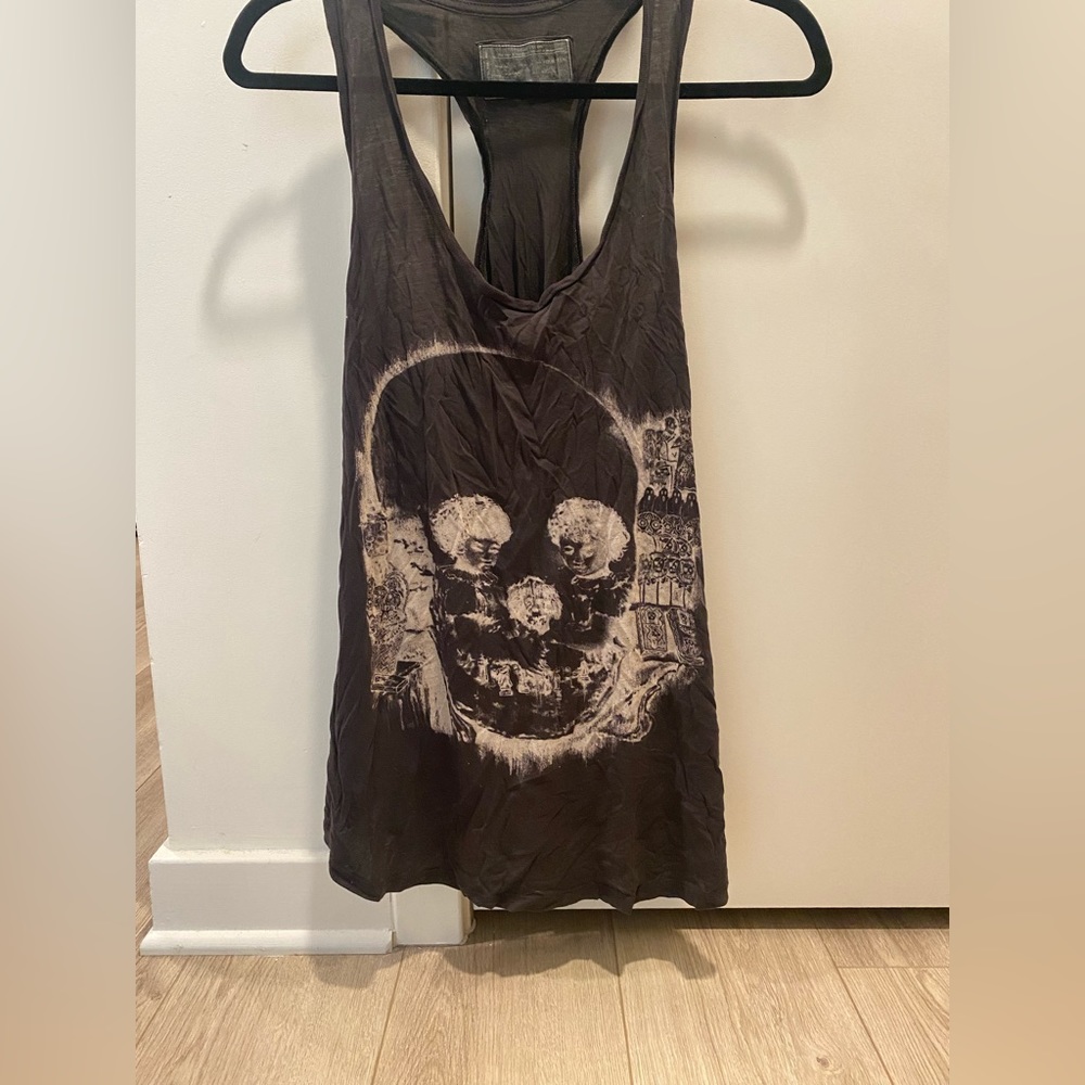 Rare Vintage All Saints Optical Illusion Skull Tank